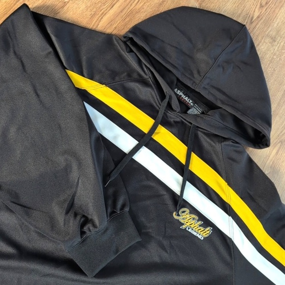 VTG Starter Asphalt Legend Hoodie Men's Size XL Drawstring Black Yellow Sweater‎